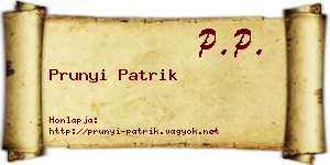 Prunyi Patrik névjegykártya